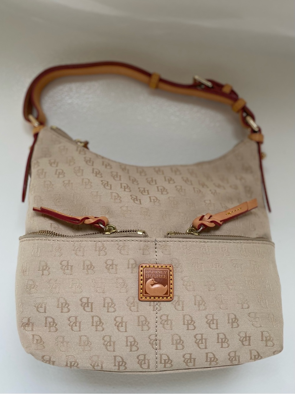 Dooney & Bourke Beige Monogram Shoulder Bag